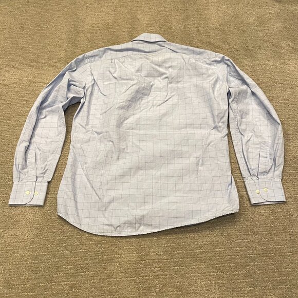 Valentino Roma Dress Shirt Mens Large 40 / 15.75 Blue Check Button Down Italy * - Picture 2 of 11